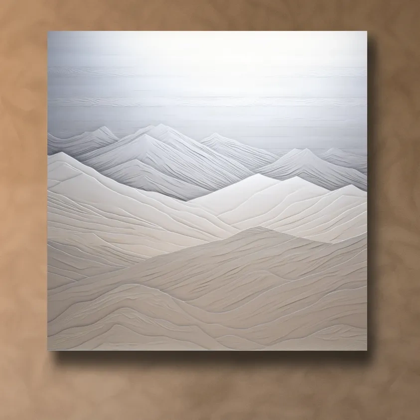 Minimalist Layered Mountain Relief Landscape - Monochrome Artwork