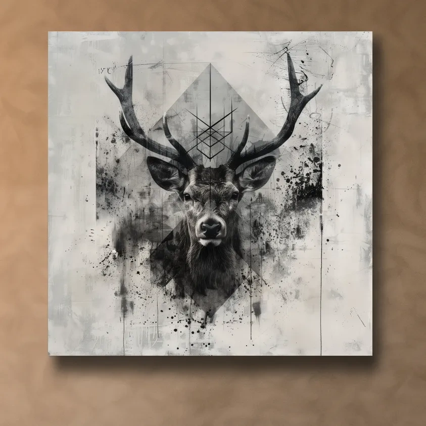 Ornate tribal deer artwork, graffiti tattoo inspired design