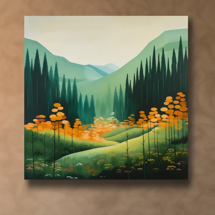 Storybook illustration, flowers in the alpine meadows