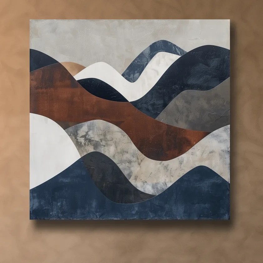 Modern abstract art, rolling mountain patterns wall art painting
