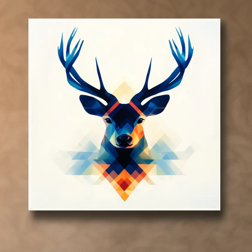 Colorful deer head illustration print wall art