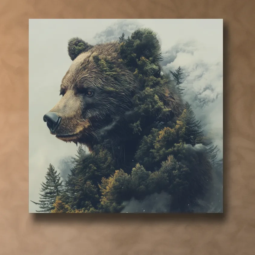 Surreal Grizzly Bear Forest - Wildlife Nature Wall Art