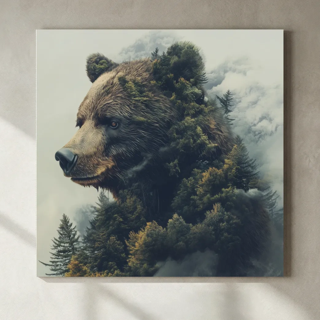 Surreal Grizzly Bear Forest - Wildlife Nature Wall Art