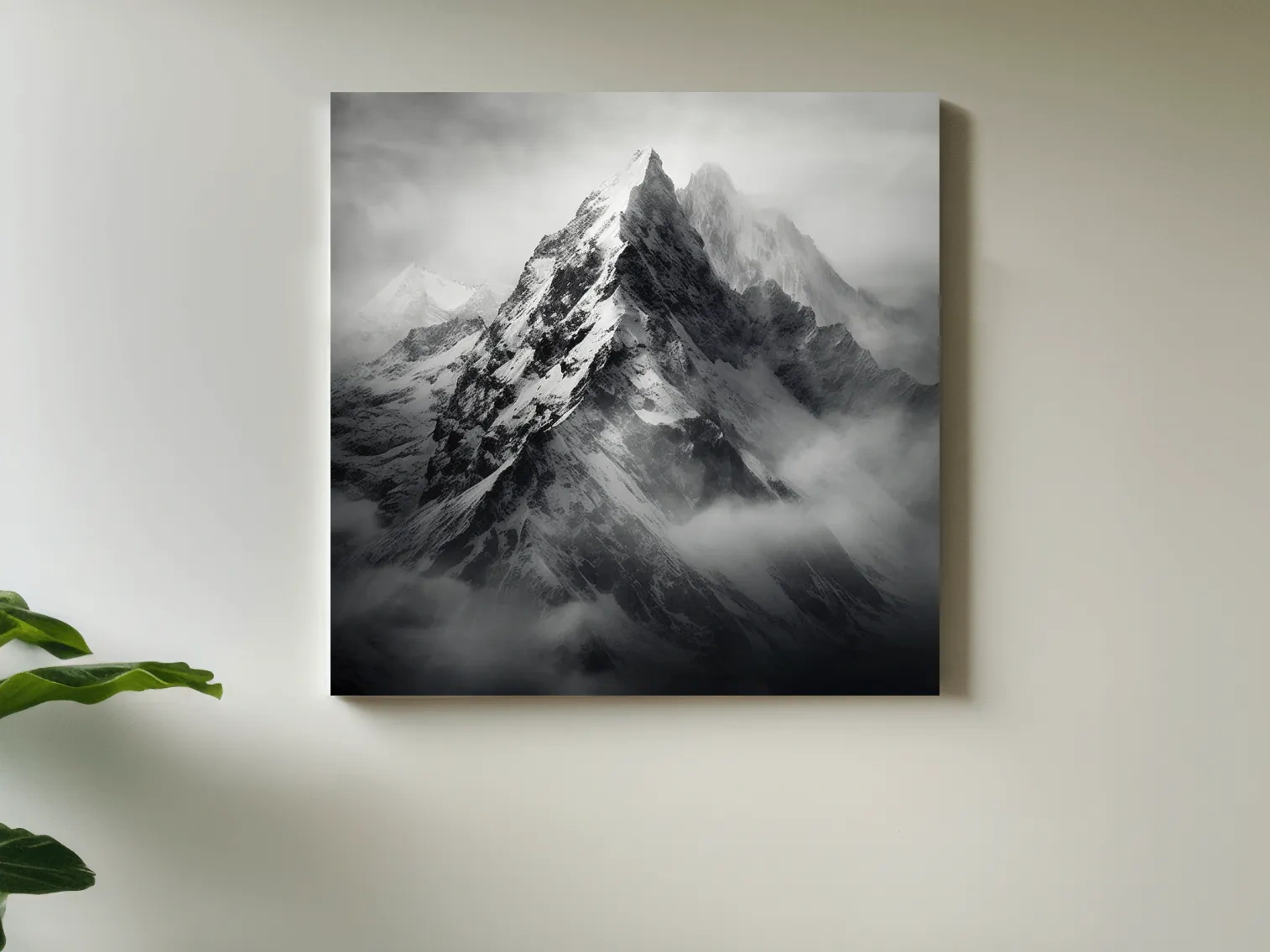 Moody Monochrome Snowcapped Mountain Peaks - Photographic Alpine Wall Art