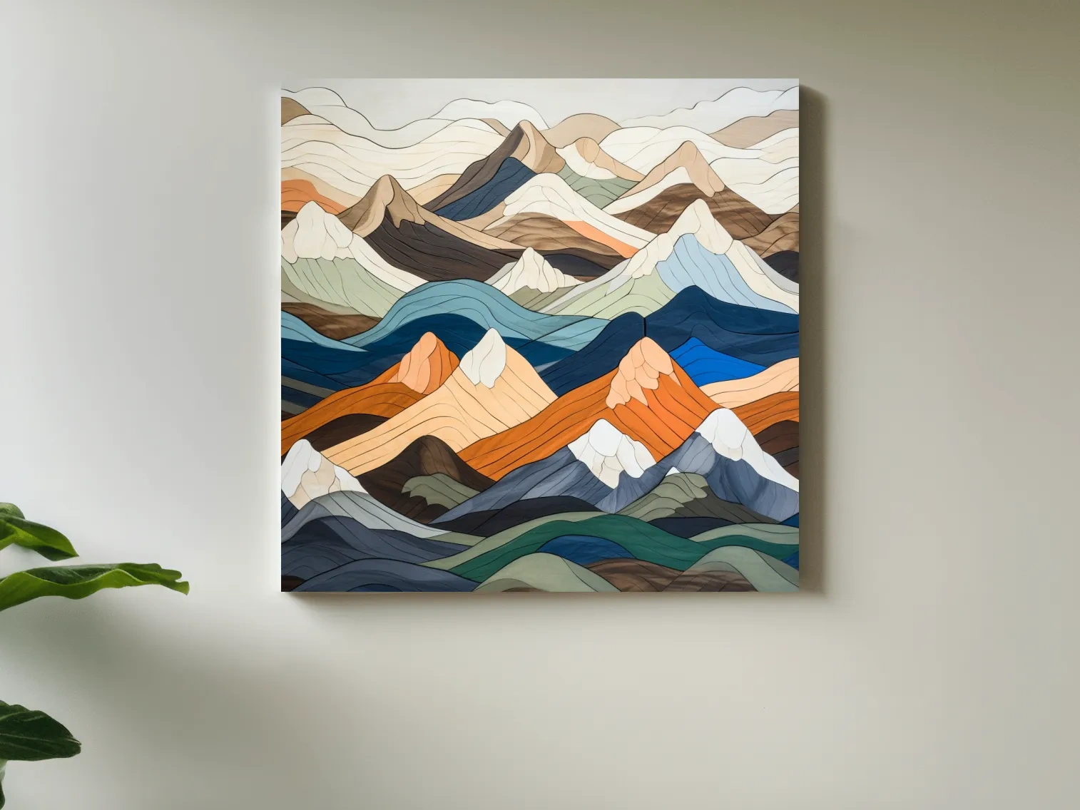 Layered Geometric Mountain Ranges - Modern Abstract Landscape Artwork