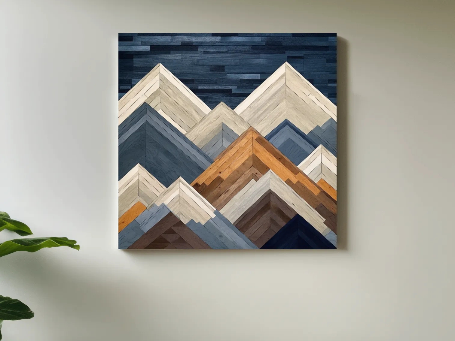 Geometric Wooden Mountain Peaks - Modern Abstract Landscape Wall Art