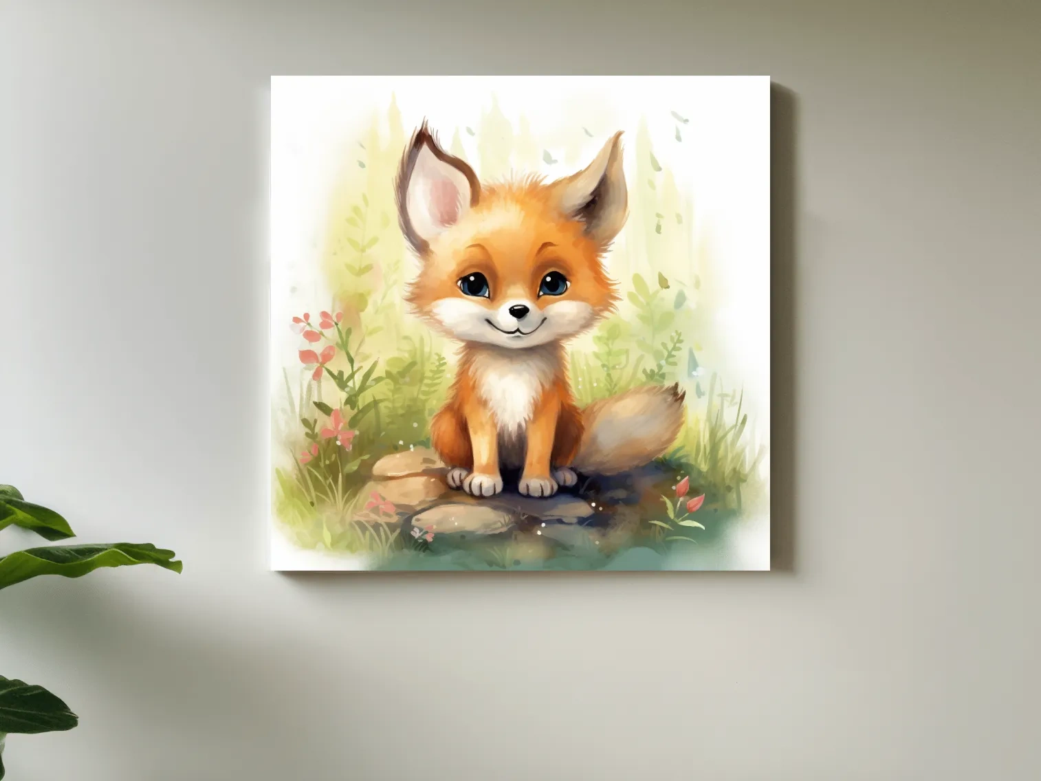 Cute Baby Fox Watercolor Illustration - Woodland Nursery Animal Wall Art