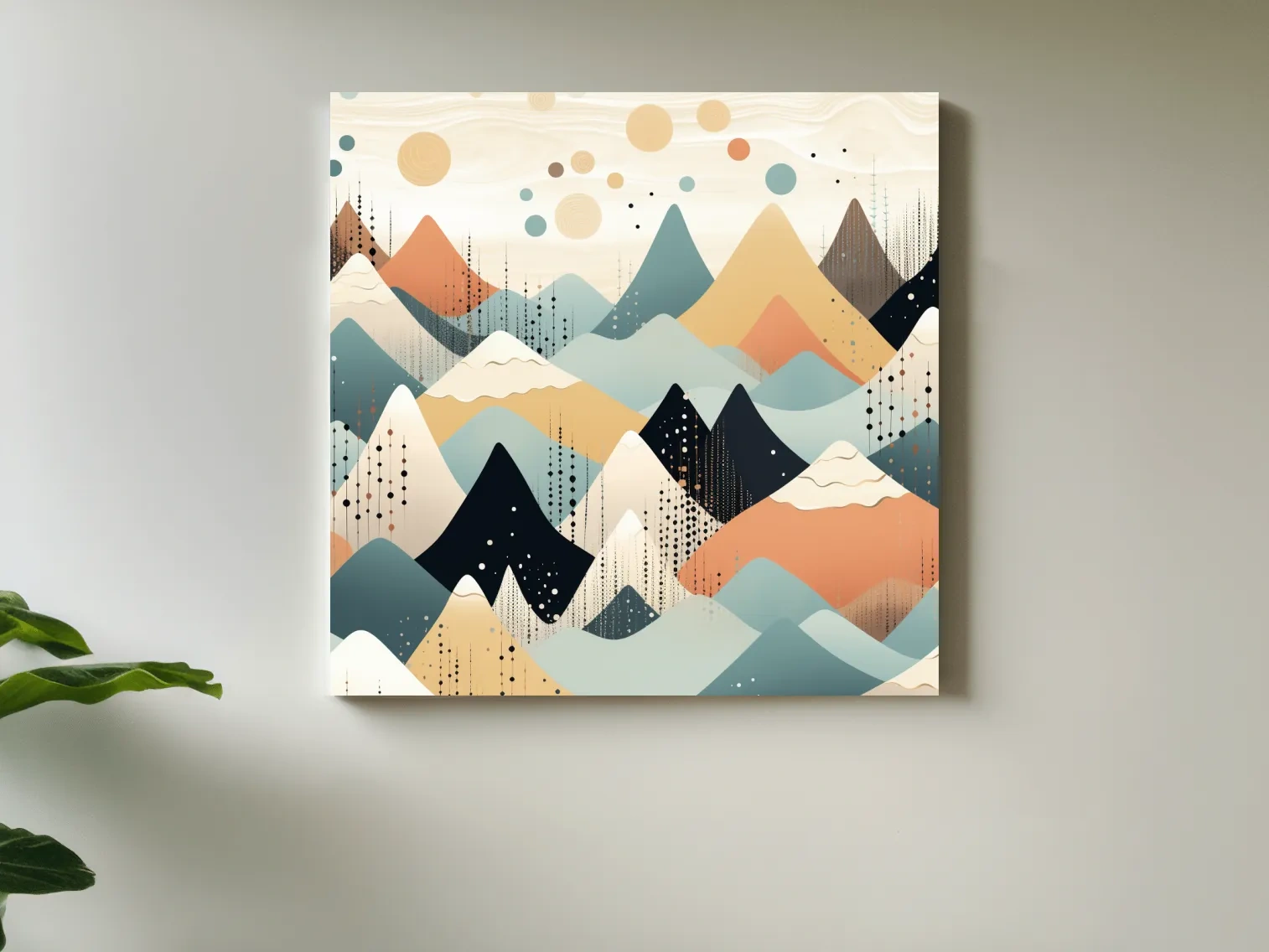 Abstract Pastel Geometric Mountain Landscape - Modern Bohemian Wall Art