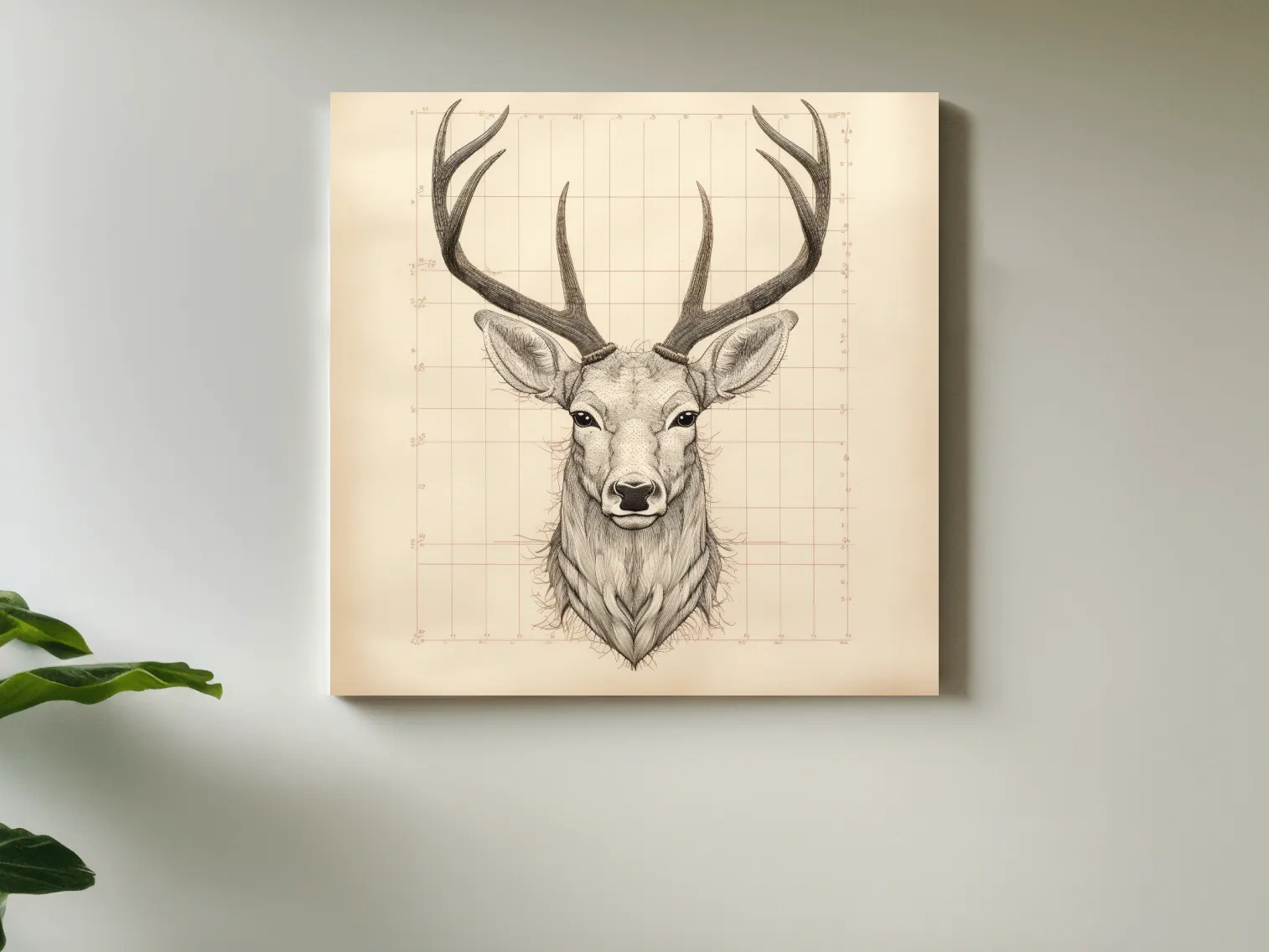 Vintage Deer Head Sketch Illustration - Rustic Wildlife Wall Art