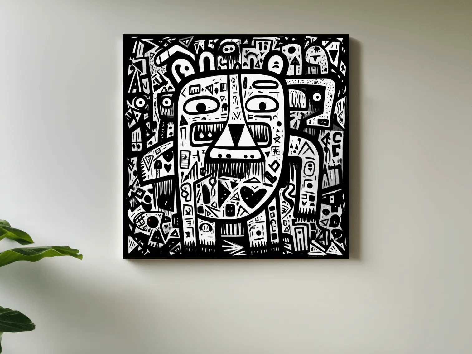 Tribal style doodle illustration of a bear character