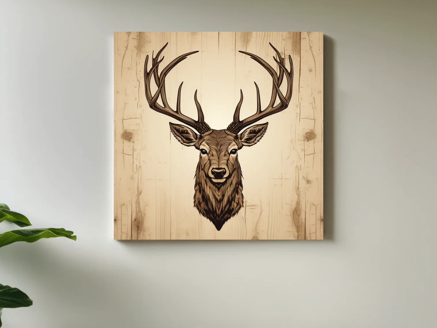 Rustic Stag Head Illustration - Vintage Woodland Cabin Wall Art