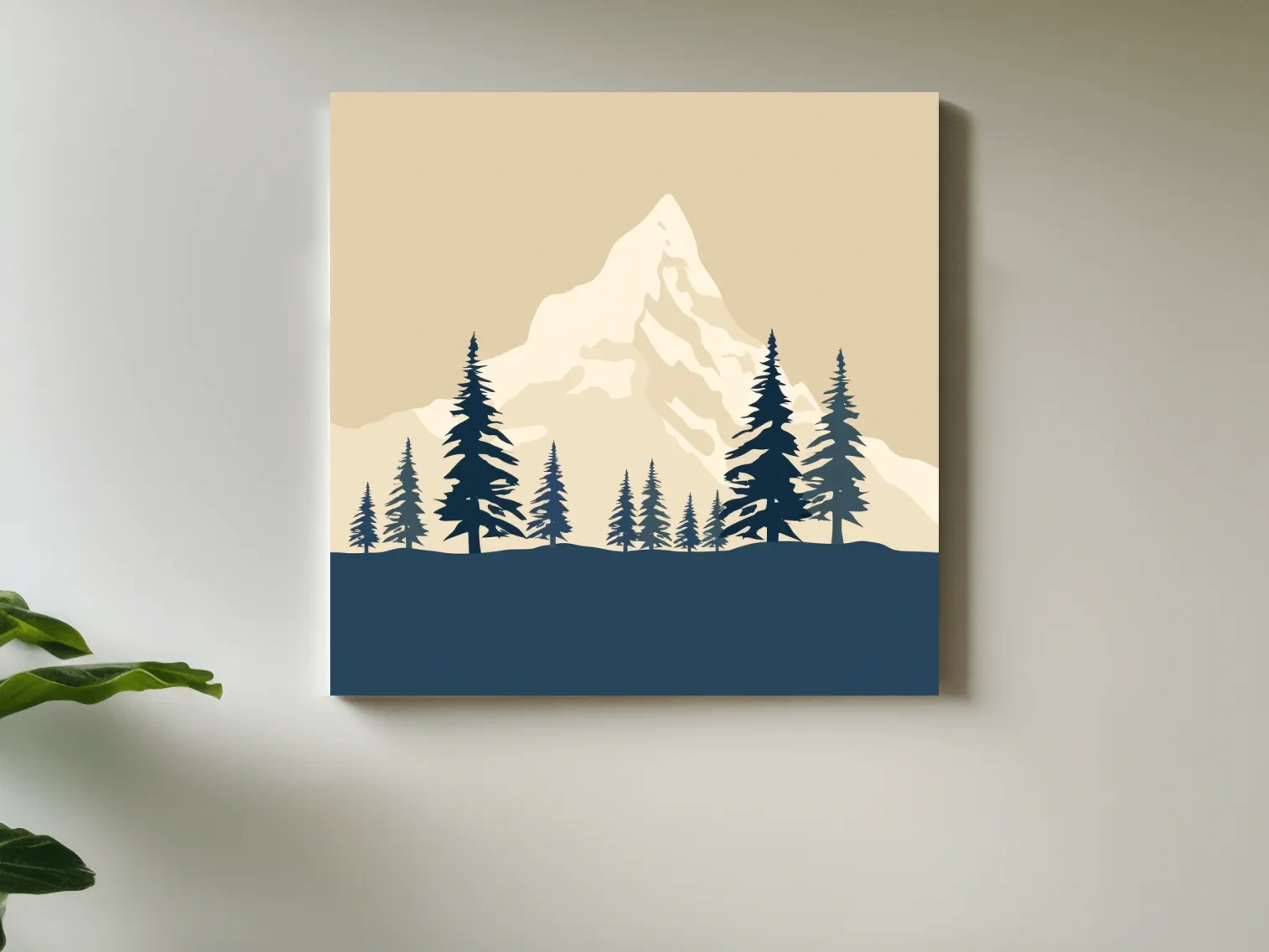 Minimalist Rustic Alpine Mountain Silhouette - Scandinavian Pine Forest Landscape Wall Art