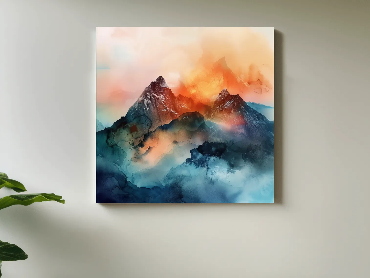 Vibrant Abstract Alpine Mountain Sunrise - Watercolor Landscape Artwork