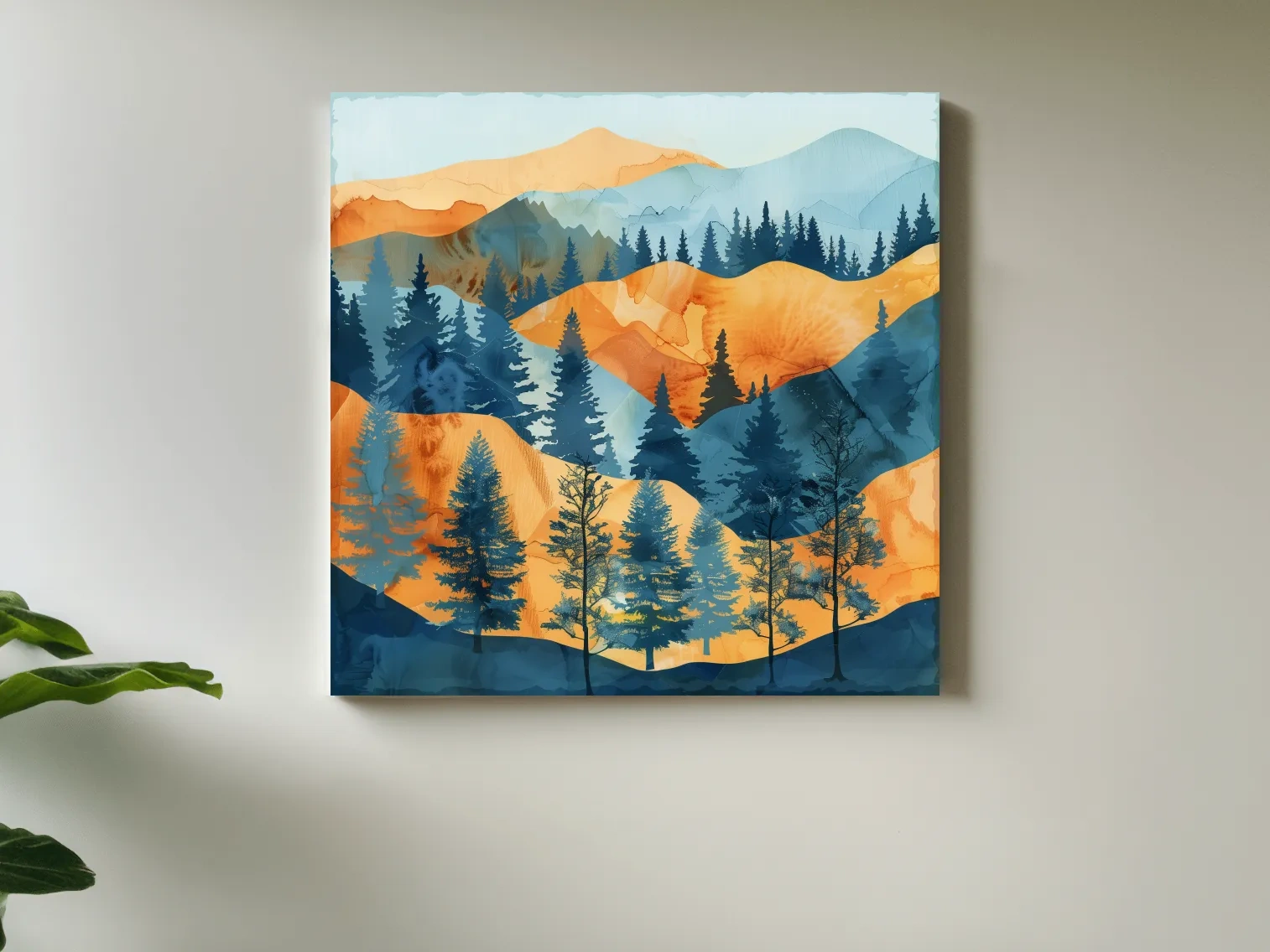 Abstract Alpine Mountain Forest Landscape - Modern Watercolor Style Wall Art