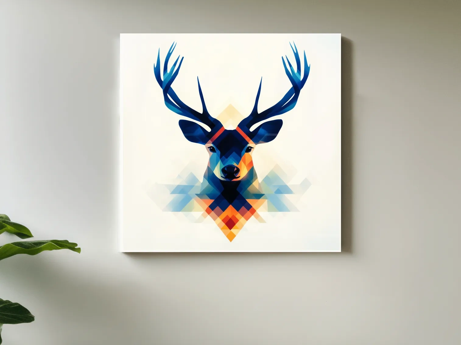 Geometric Stag Head Illustration - Colorful Abstract Wildlife Wall Art