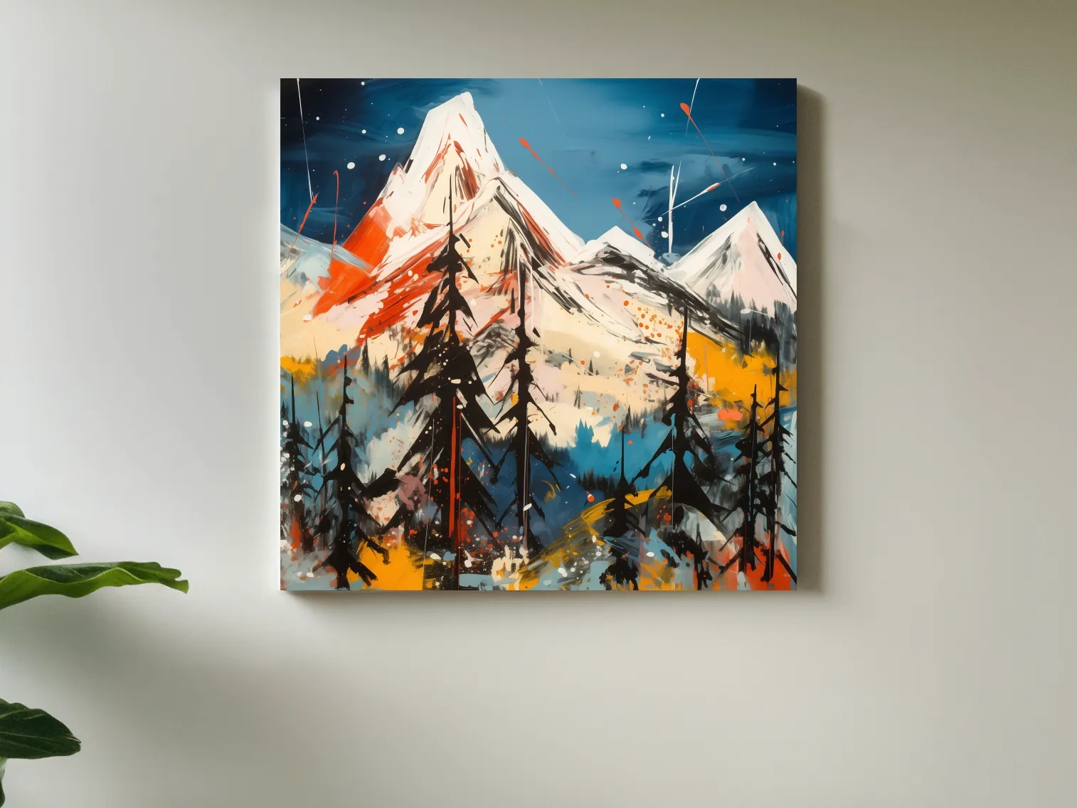 Vibrant Abstract Alpine Mountain Peaks - Bold Contemporary Painting Wall Art