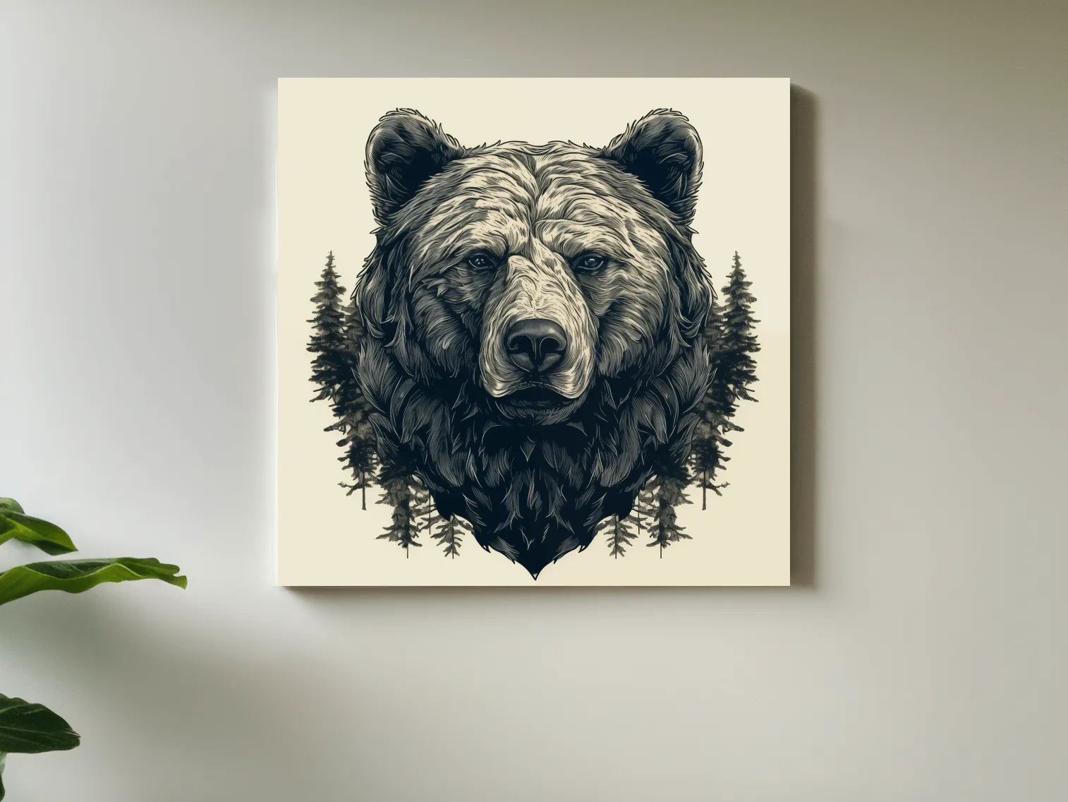 Grizzly Bear Portrait Illustration Artwork - Vintage Wilderness Forest Wall Art