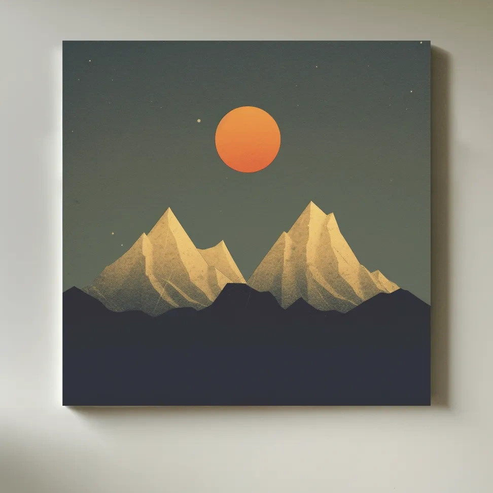 Minimal art of snow capped mountains