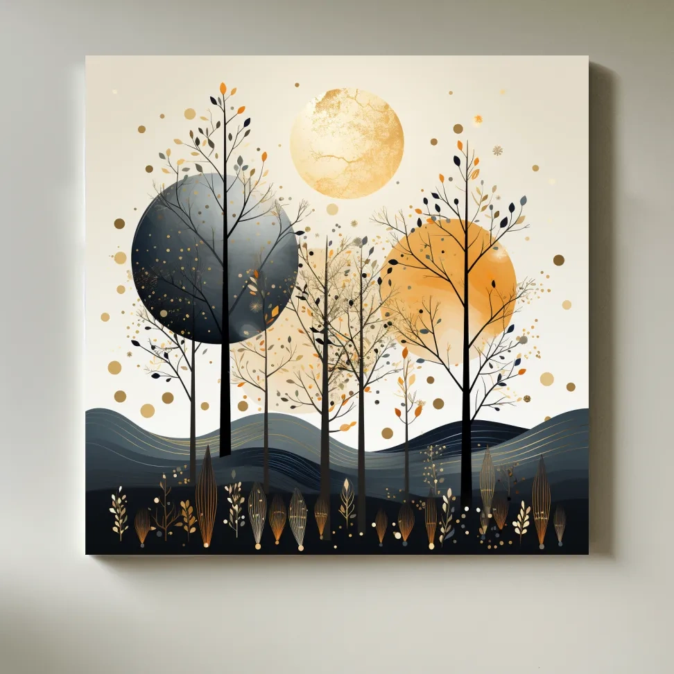 Surreal illustation of a chic boho forest
