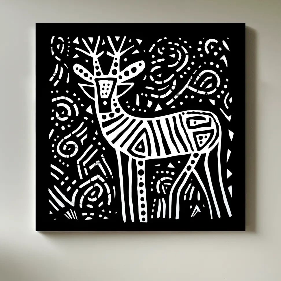 Simple tribal style doodle illustration of a deer