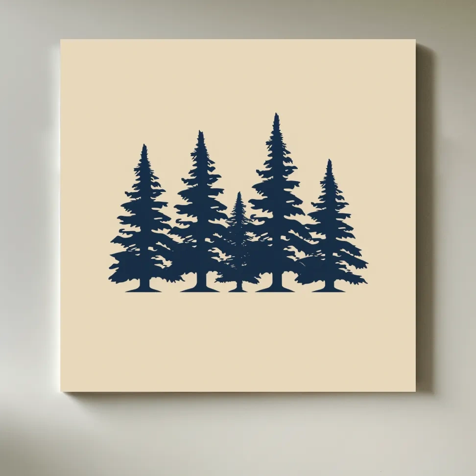 Minimal artwork, alpine treeline silhouette