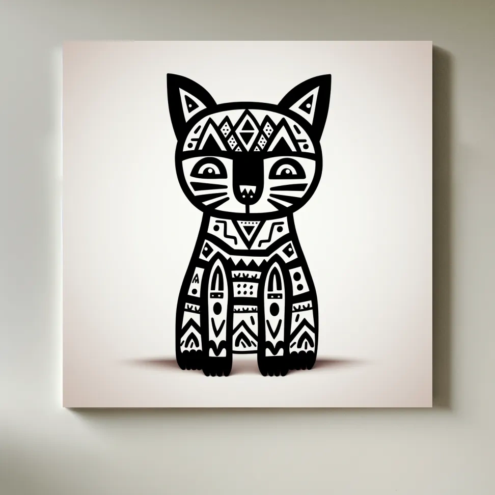 Outline of a quirky cartoon cat, minimal doodle art illustration