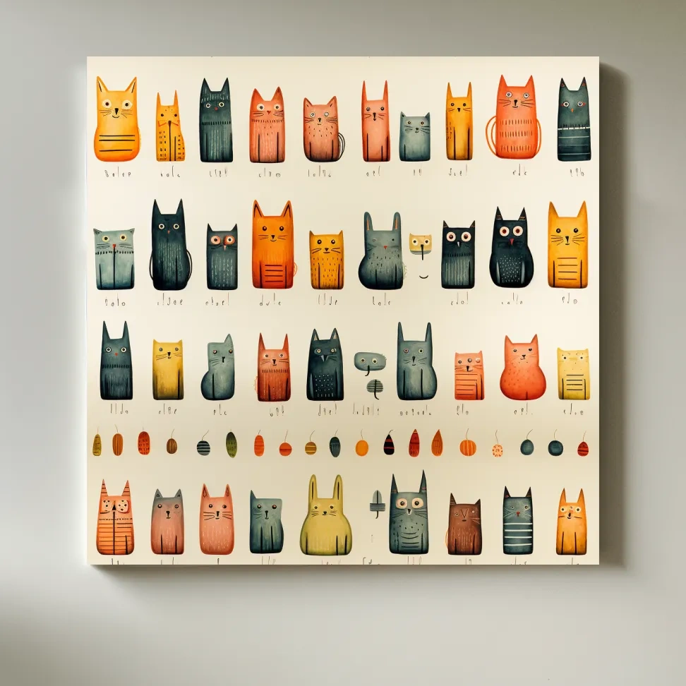 Quirky cats illustration artwork print