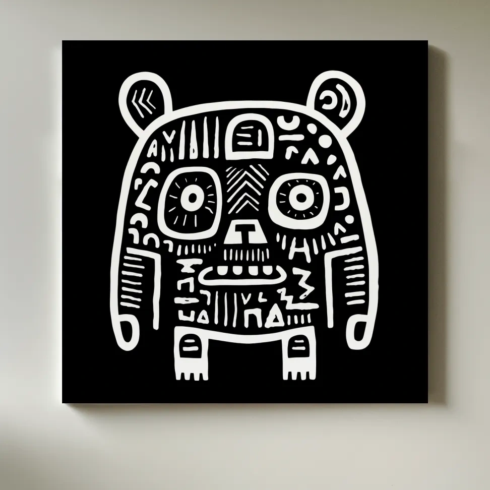 Bear artwork, quirky doodle style illustration