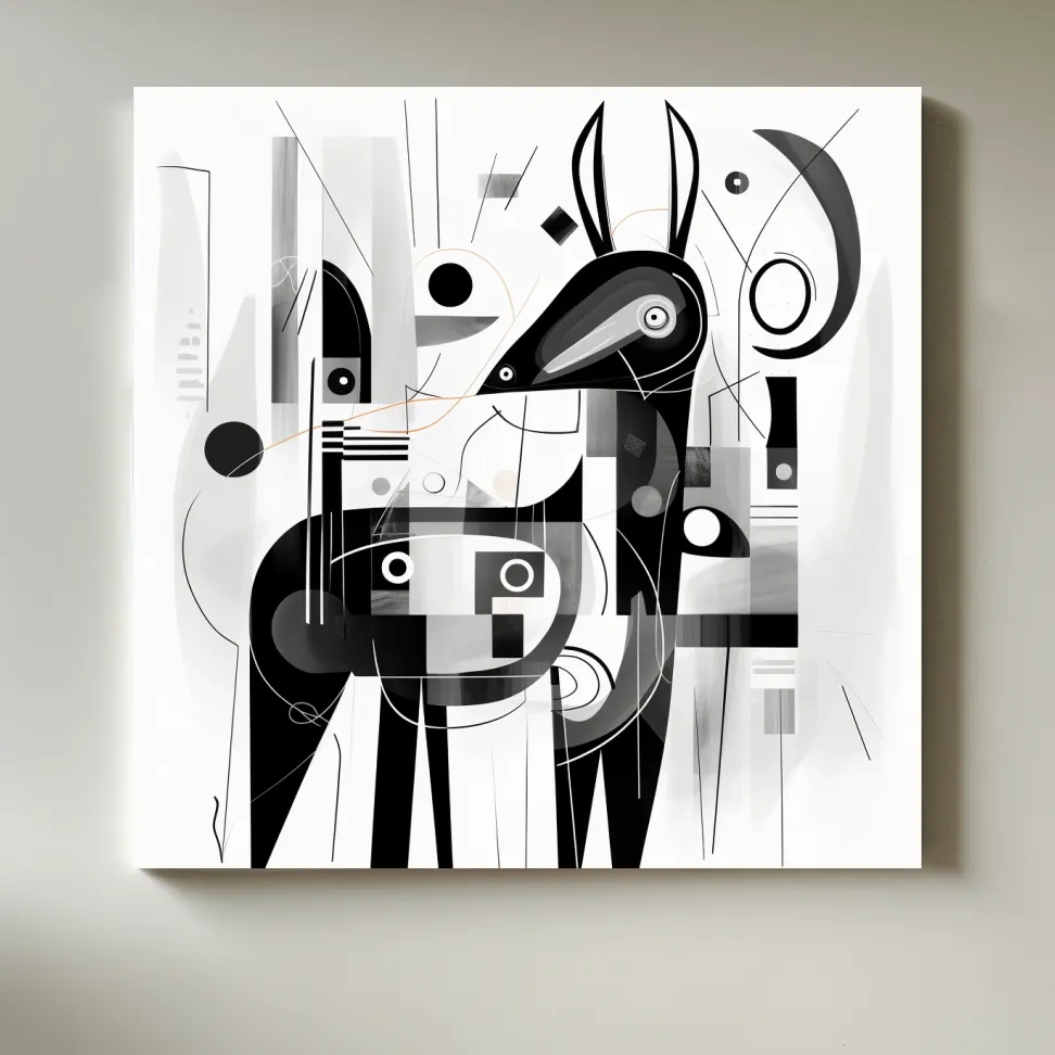 Abstract geometric painting of a deer