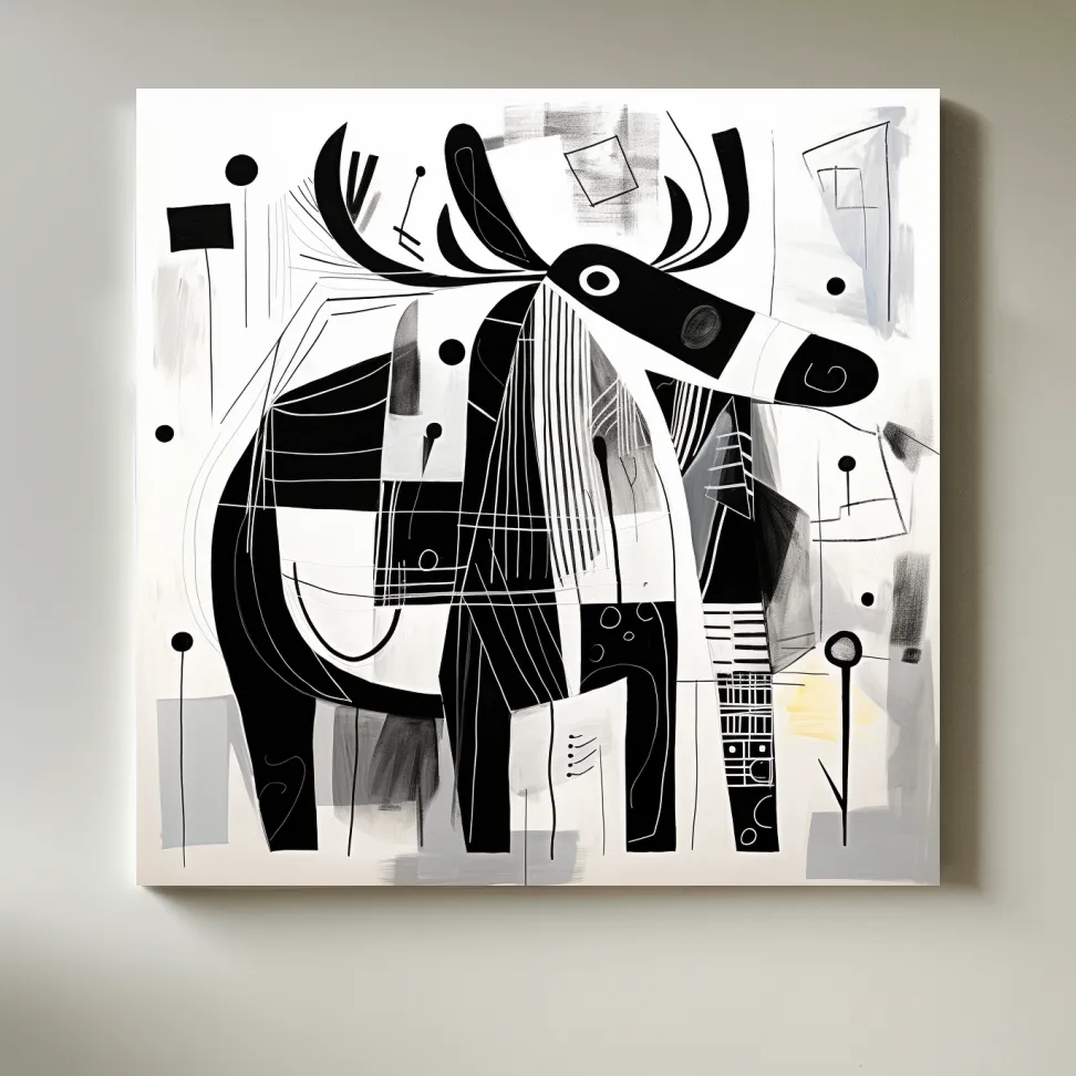 Abstract mid-century style painting of a moose
