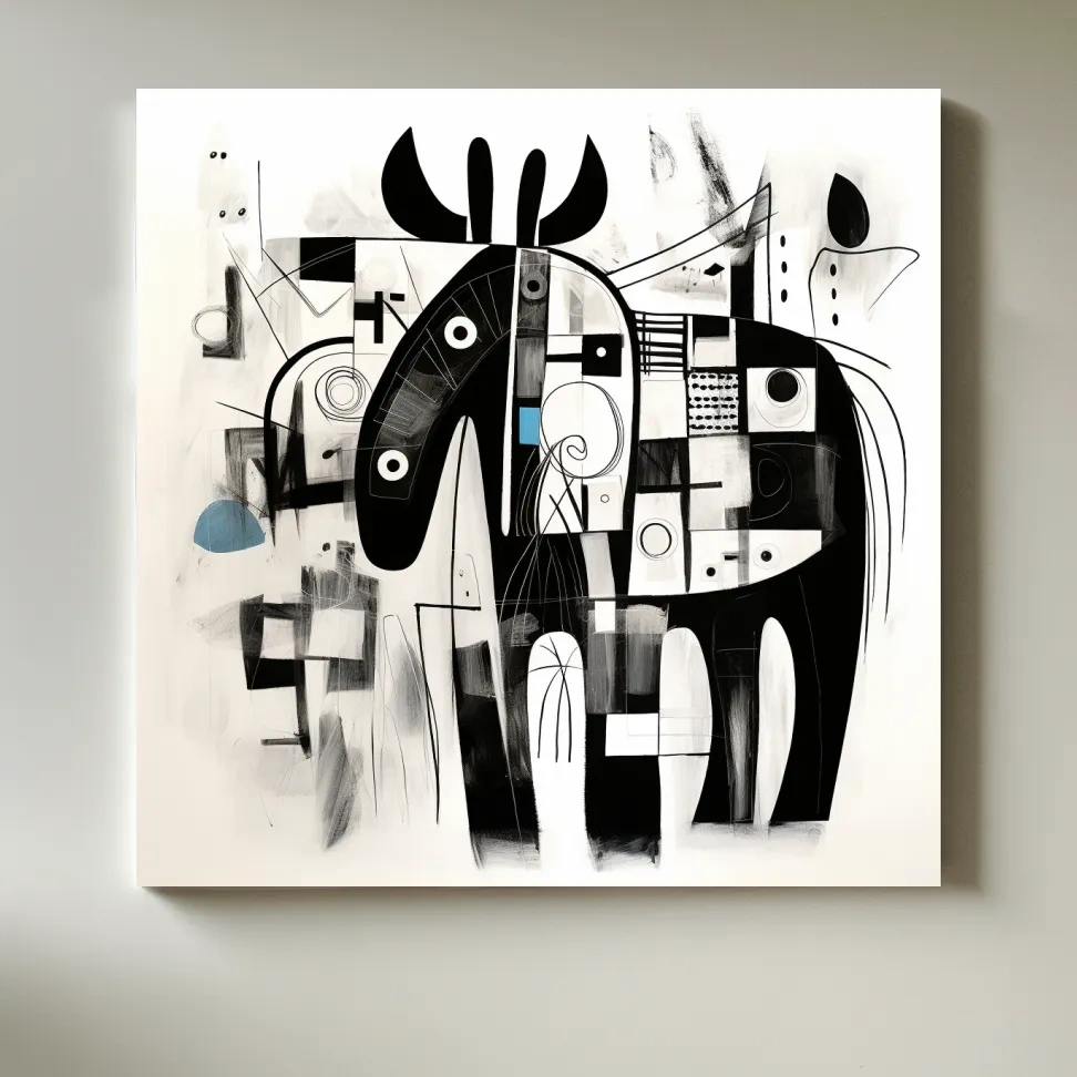 Mid-century abstract style painting of a moose