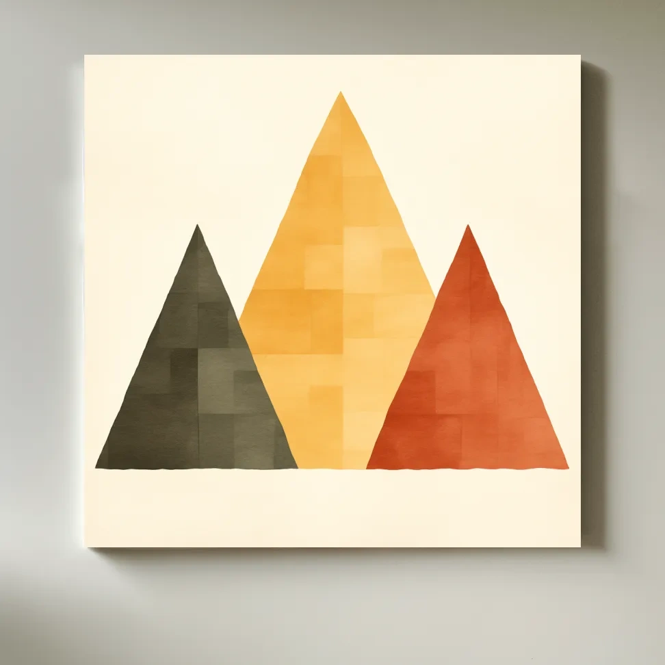 Minimal geometic mountain art, rustic boho style illustration