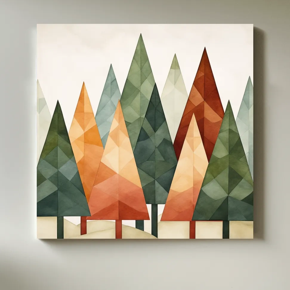 Rustic minimal forest art illustration