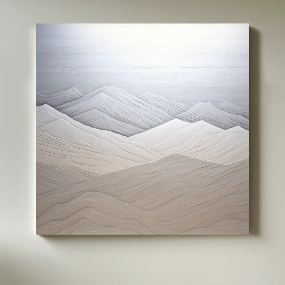 Minimalist Layered Mountain Relief Landscape - Monochrome Artwork