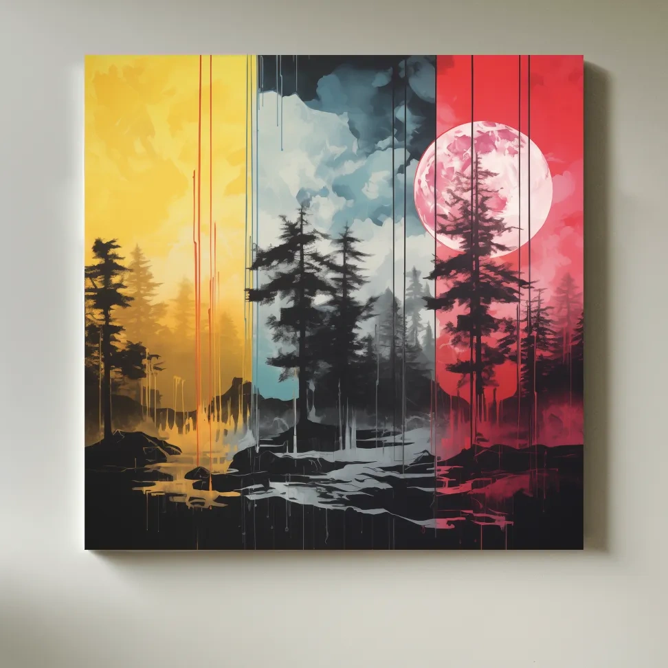 Surreal moonlit forest artwork illustration