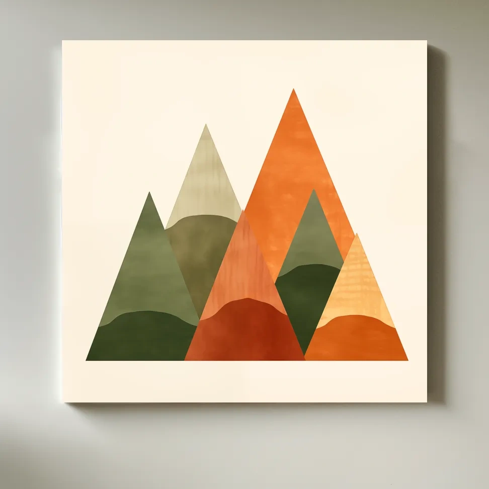Rustic boho geometic mountain art illustration