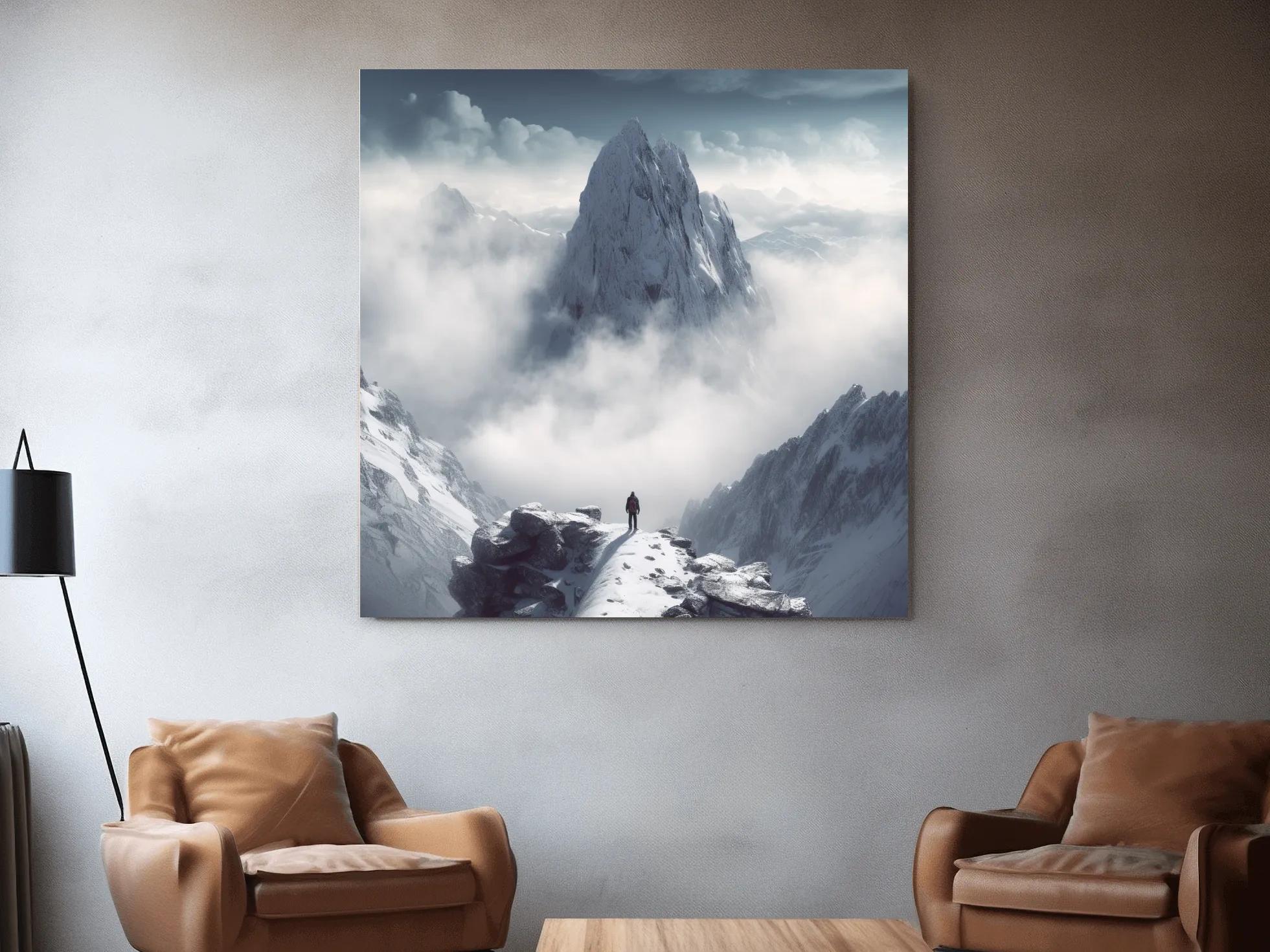 Epic Snowy Mountain Peak Above Clouds - Cinematic Alpine Landscape Wall Art