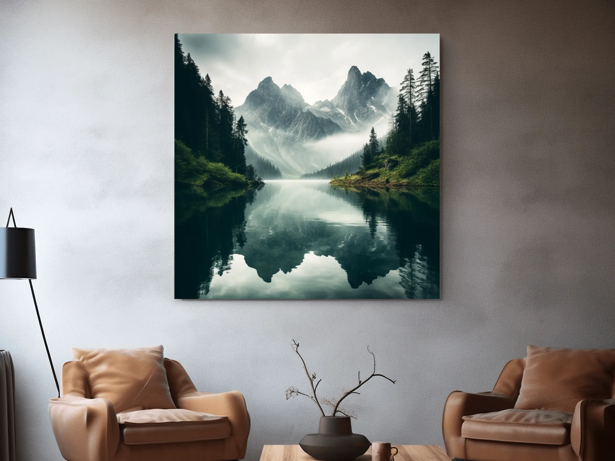 Photographic art, morning mountain mist