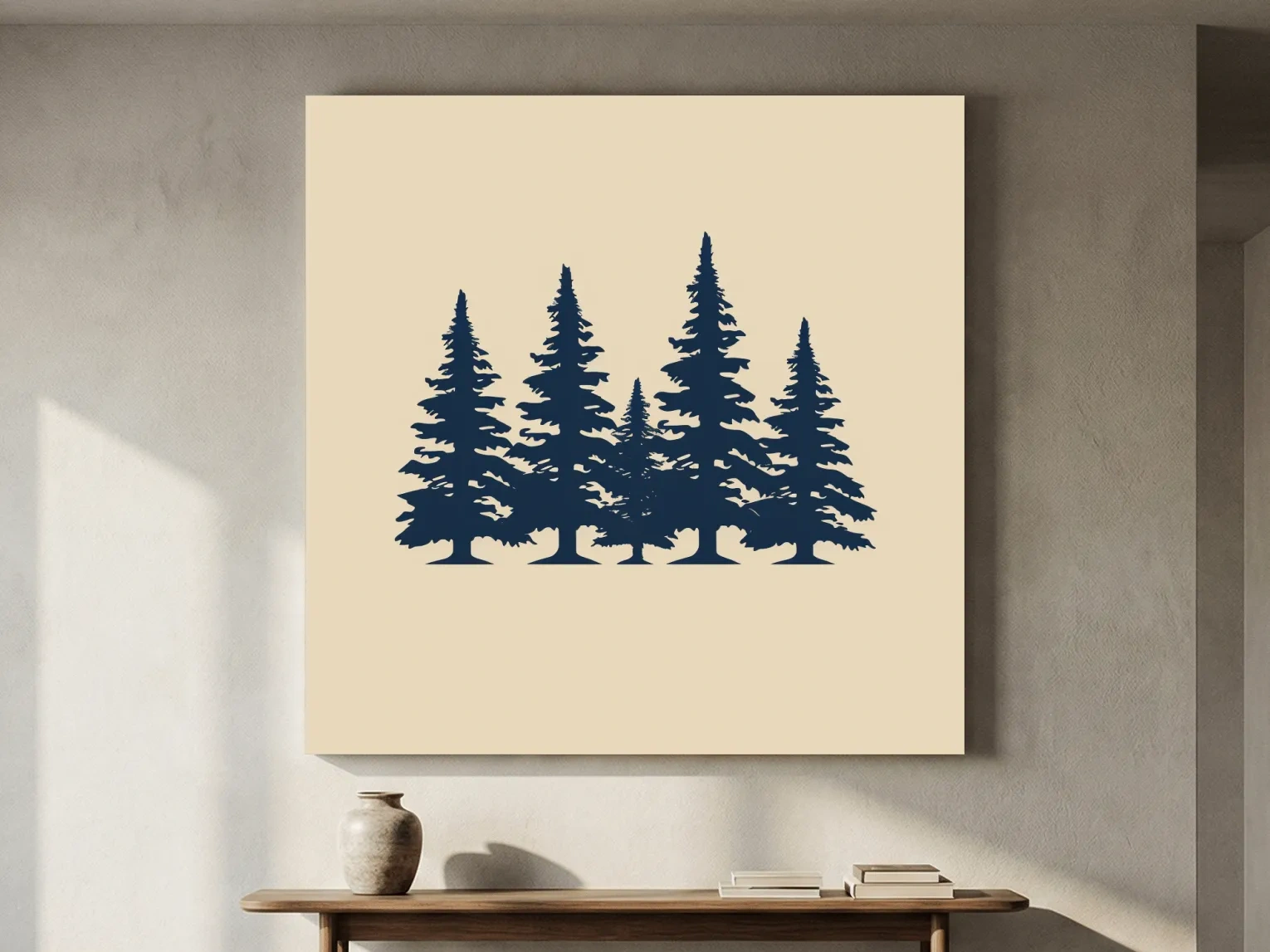 Minimalist Evergreen Pine Tree Silhouettes - Scandinavian Forest Wall Art
