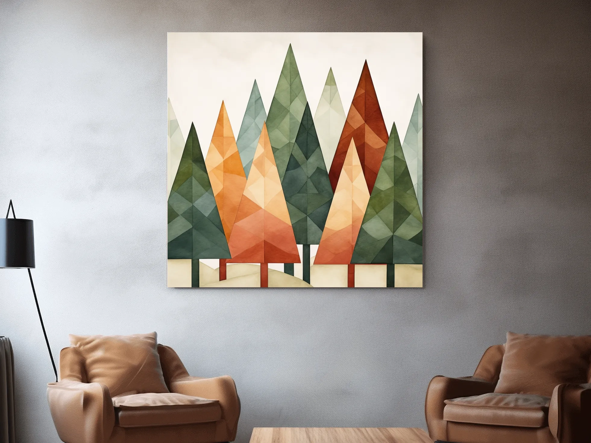 Rustic Watercolor Pine Forest - Scandinavian Nature Wall Art