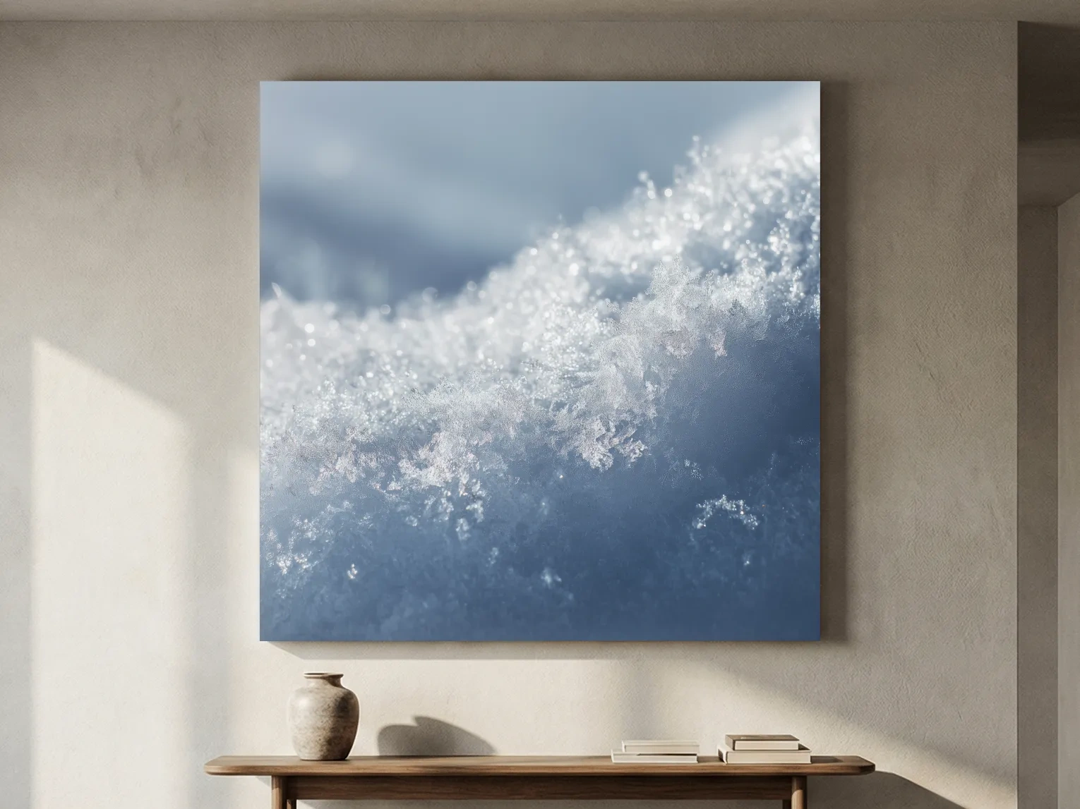Sparkling Snowflake Ice Crystal Macro - Minimalist Winter Nature Wall Art