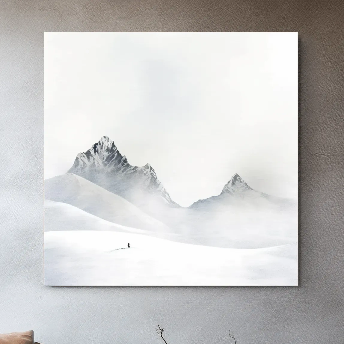 Black and White minimal mountain art