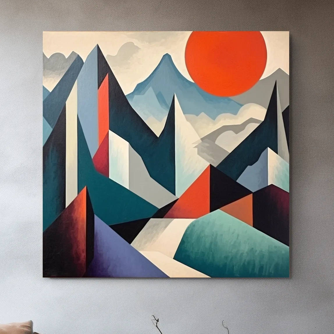 Abstract suprematism mountain painting