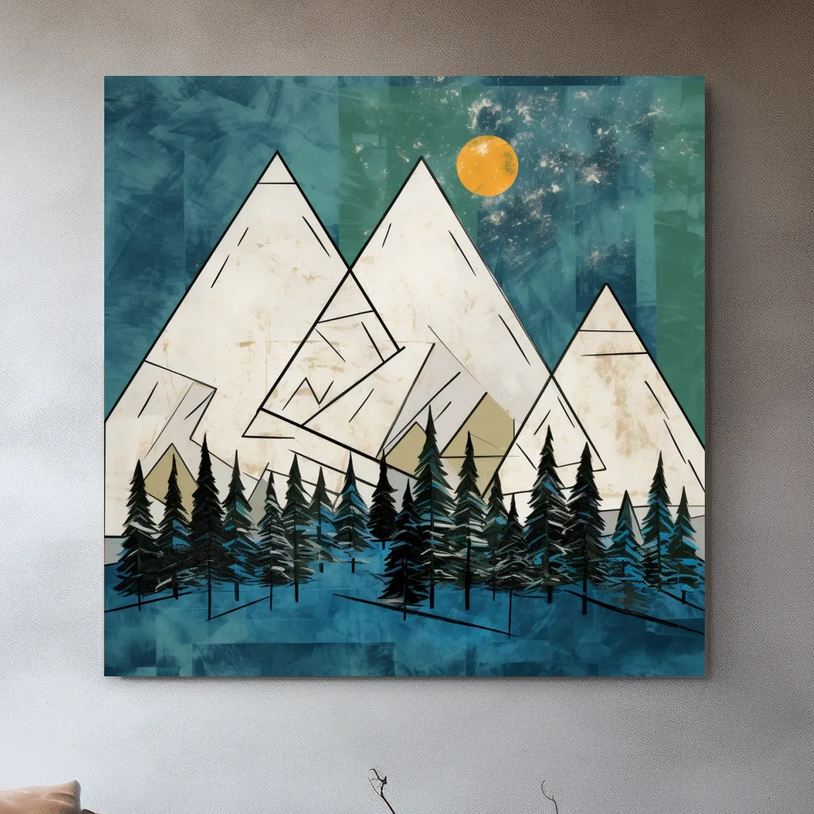 Mountain illustration artwork, treeline in the alpine