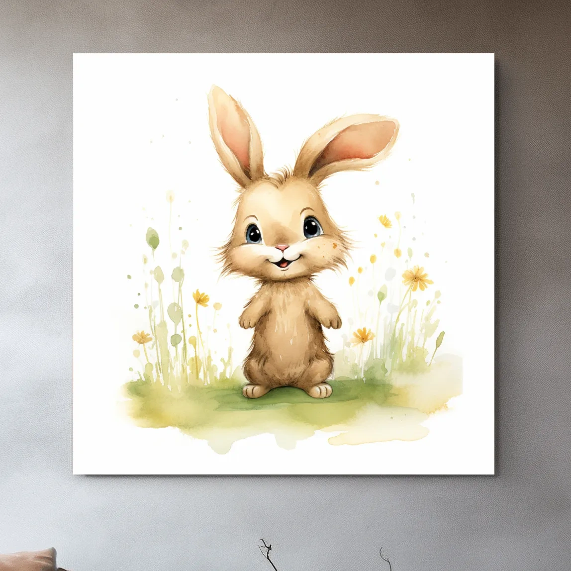 Watercolor painting of a cute bunny rabbit - childrens nursery art