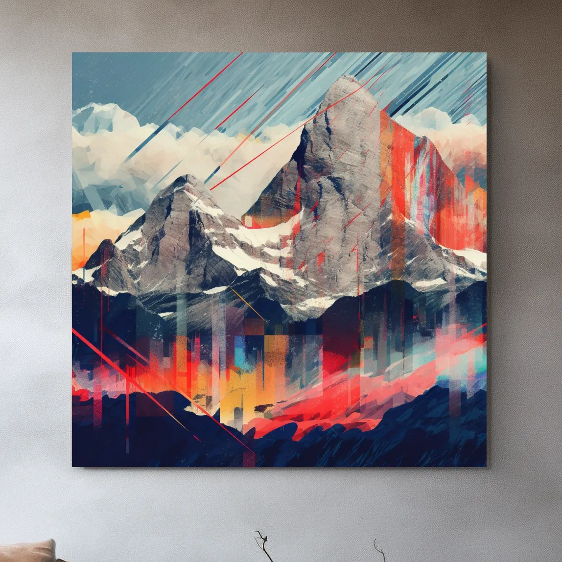 Abstract mountain, colourful glitch art