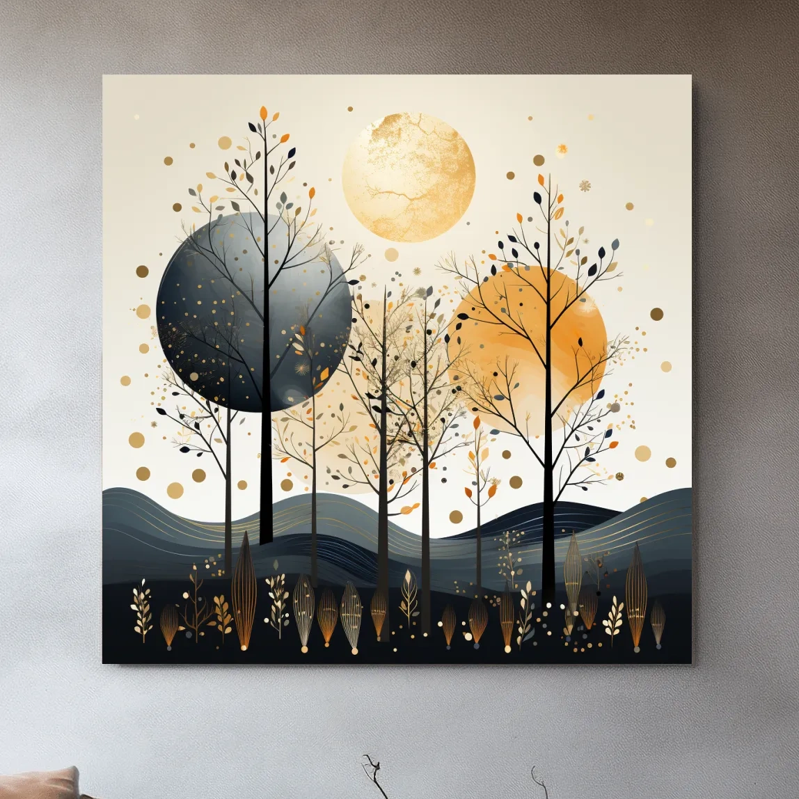 Chic Boho Tree Forest Landscape - Surreal Modern Wall Art
