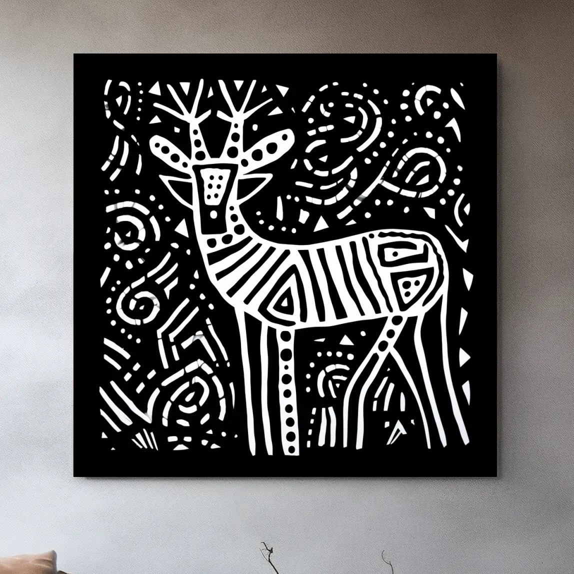 Simple tribal style doodle illustration of a deer