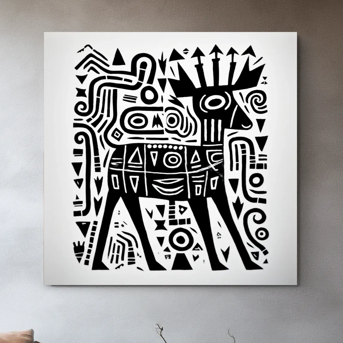 Tribal style quirky deer doodle illustration art