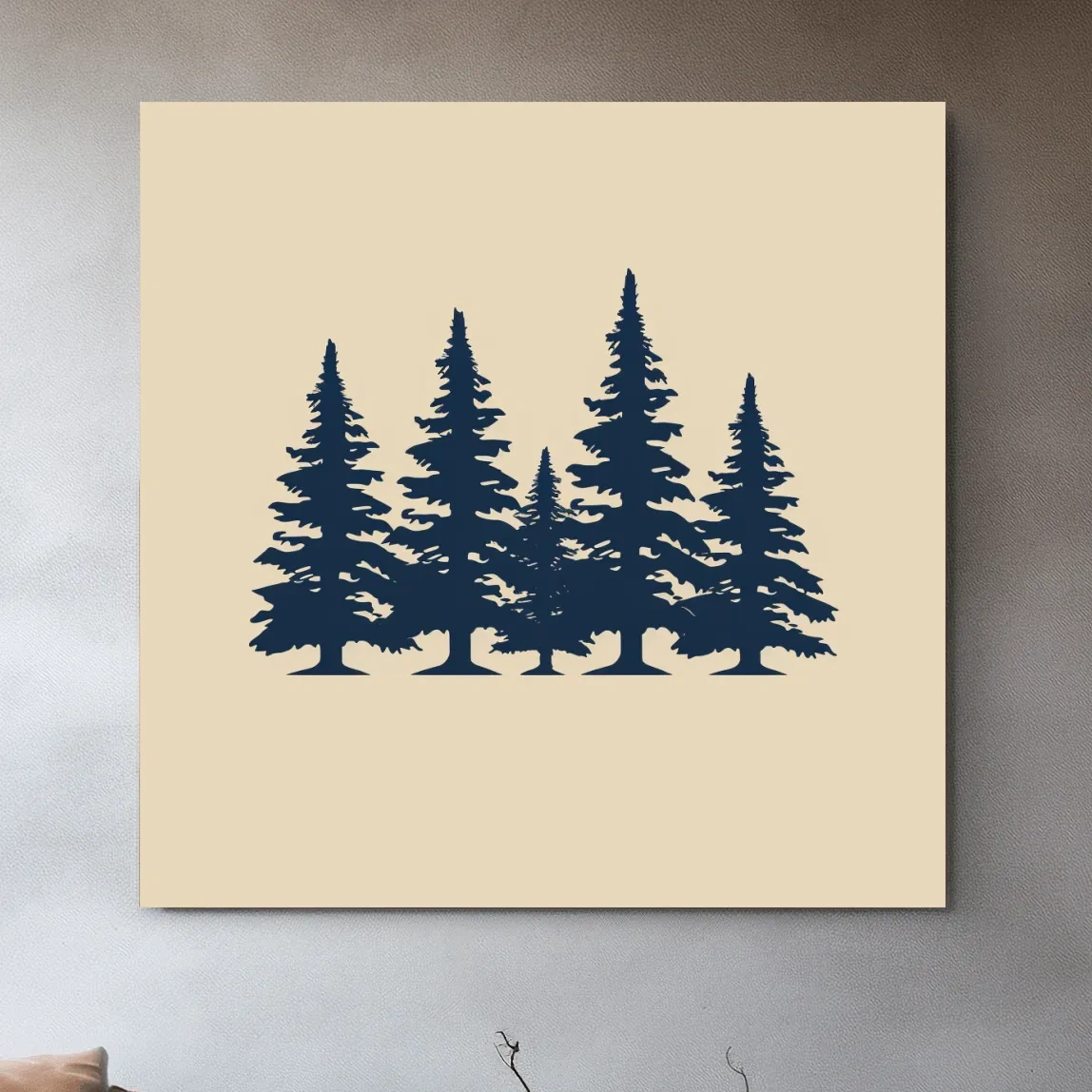 Minimalist Evergreen Pine Tree Silhouettes - Scandinavian Forest Wall Art
